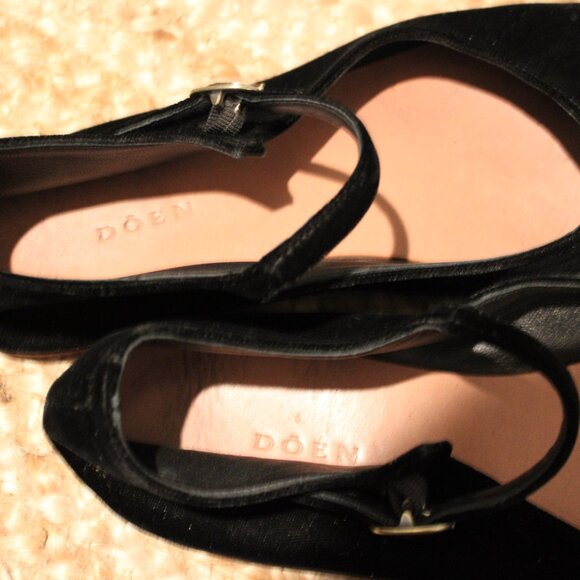 Doen Black Velvet Mary Janes Size 41 - Picture 7 of 8